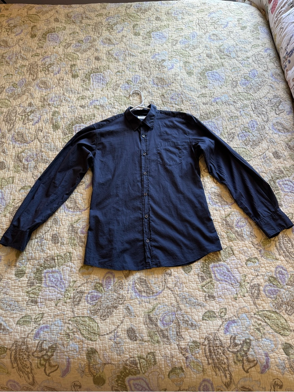 Dries Van Noten navy blue button up shirt